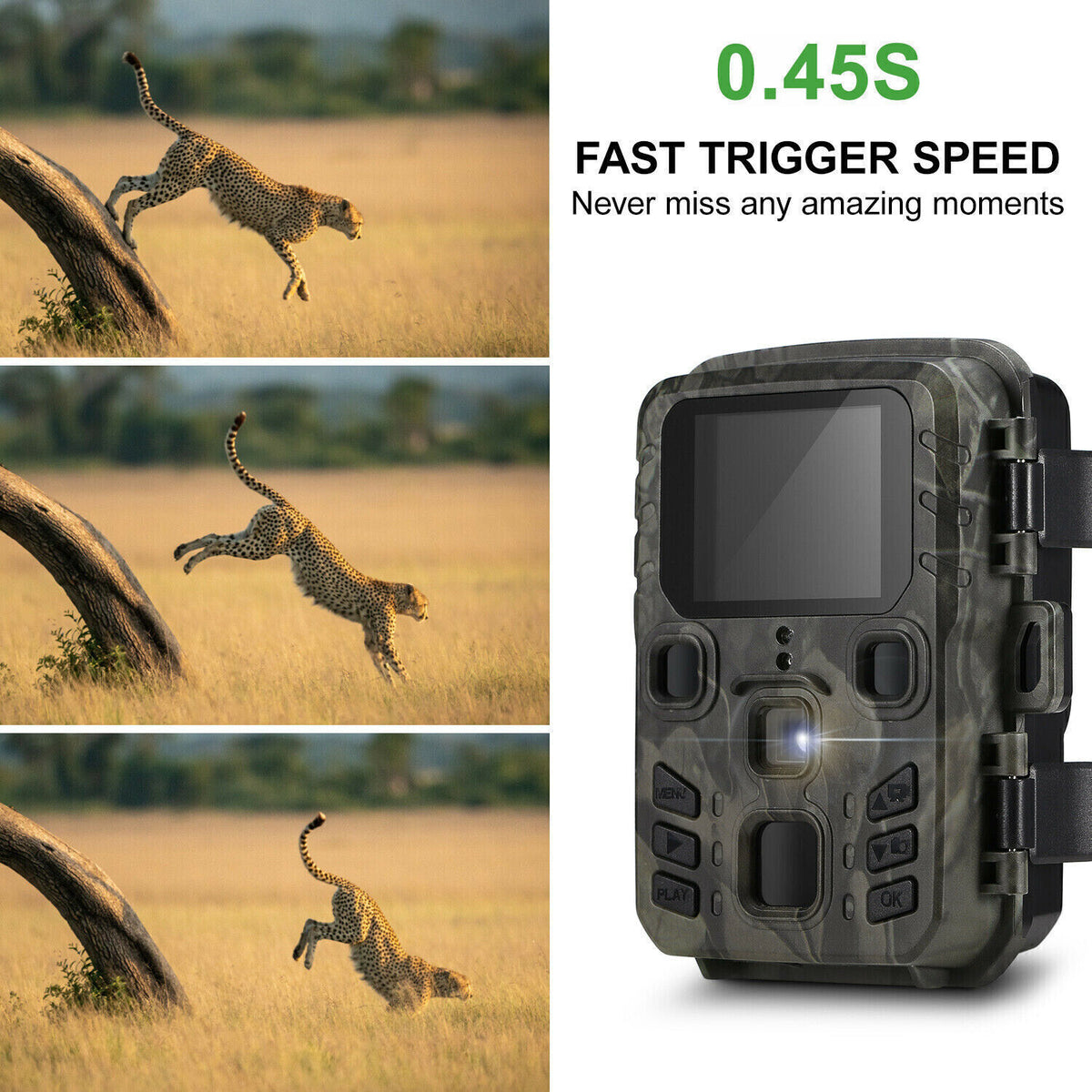 Mini Hunting Trail Camera 24MP 1080P Night Vision Wildlife Cam with 32GB Card