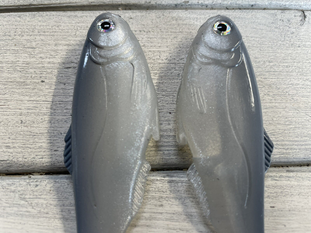 4-Inch Weedless Shad Swimbaits - Ghost Color, Lot of 2 Fishing Lures