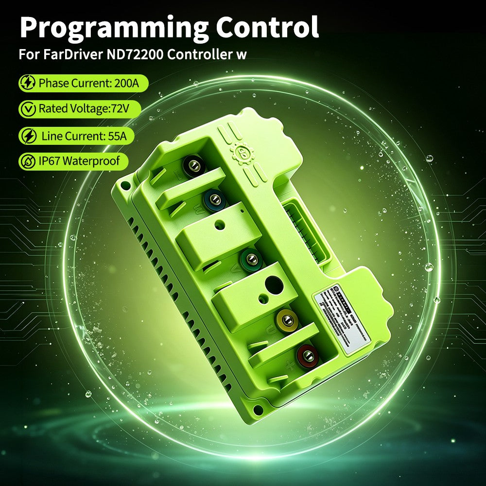 Electric Motor Controller Bluetooth 55A 200A Phase 48-72V for E-Bike, Dirt Bike