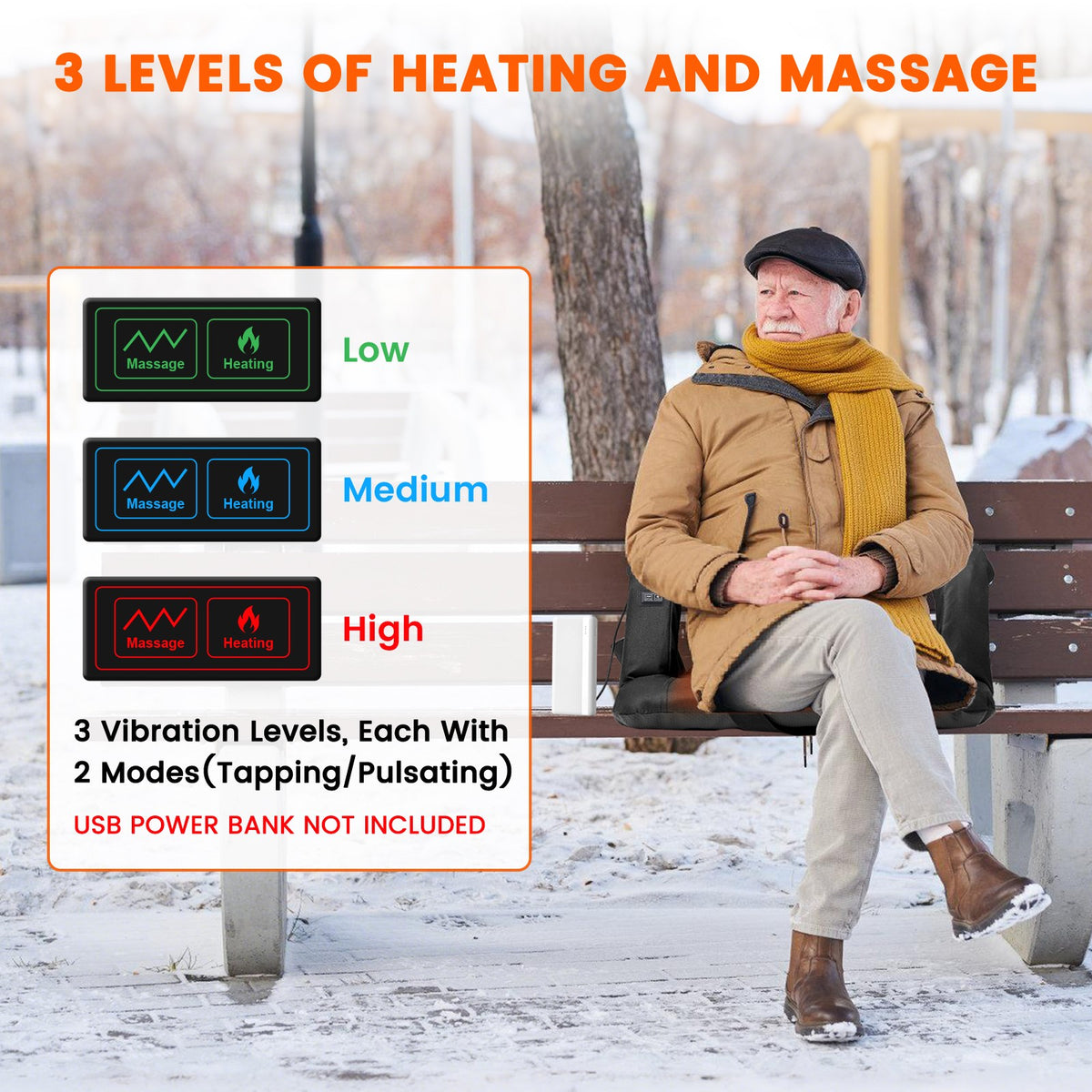 Heated Stadium Seats with Massage & Reclining Support for Bleachers
