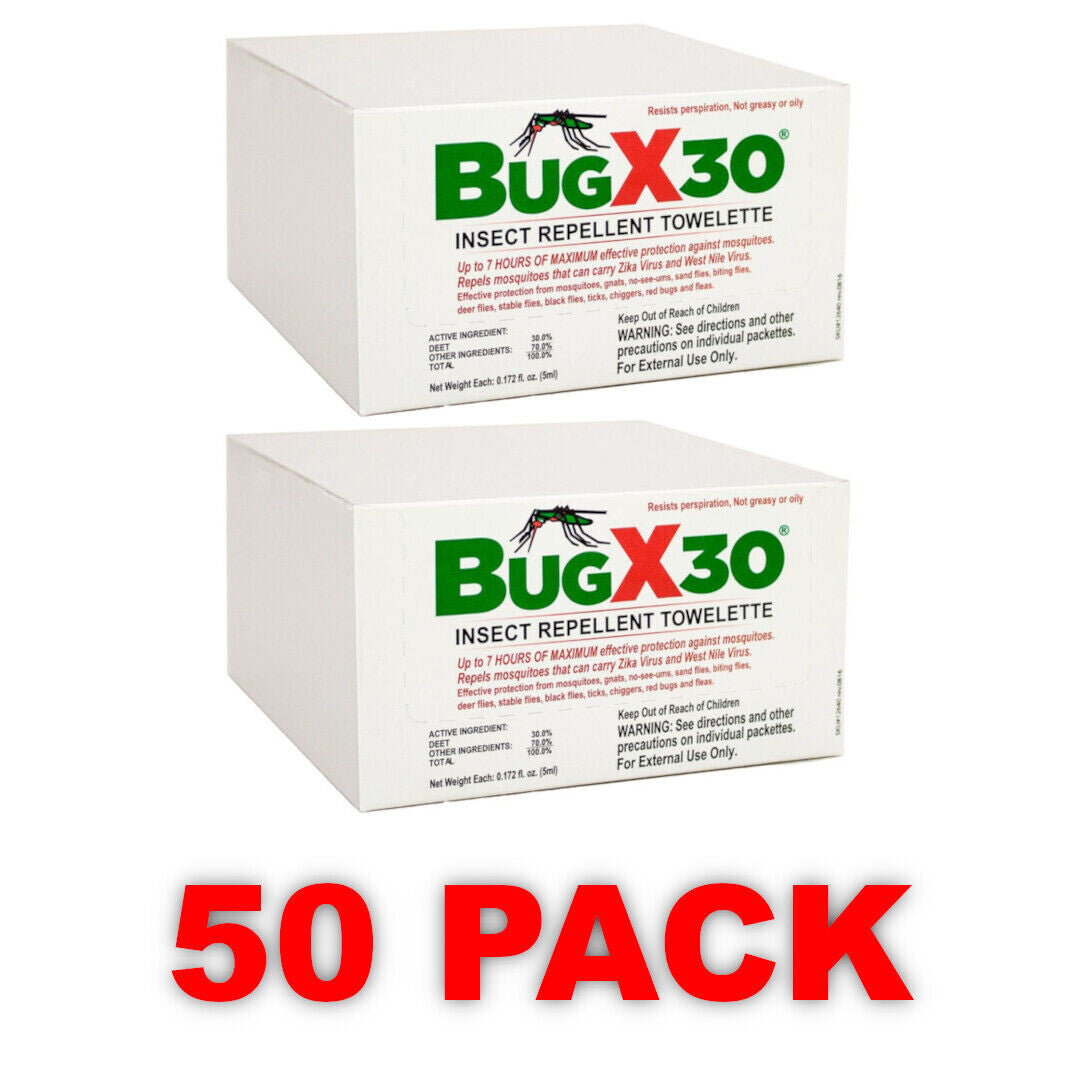 30% DEET Insect Repellent Wipes - BugX30 Travel-Ready Mosquito Towelettes