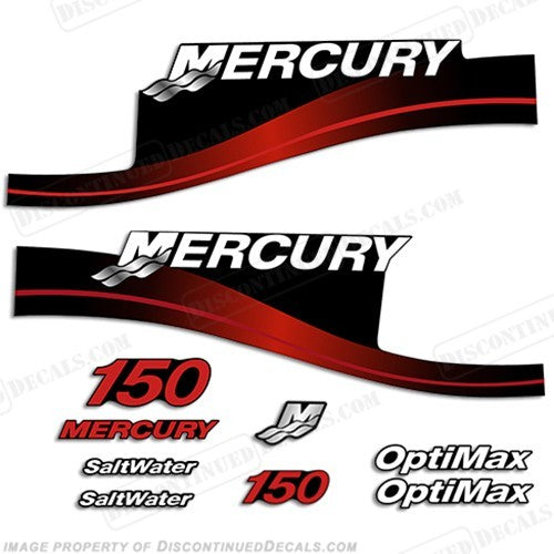 Mercury 150hp Outboard Decal Kit - Blue or Red Saltwater Series