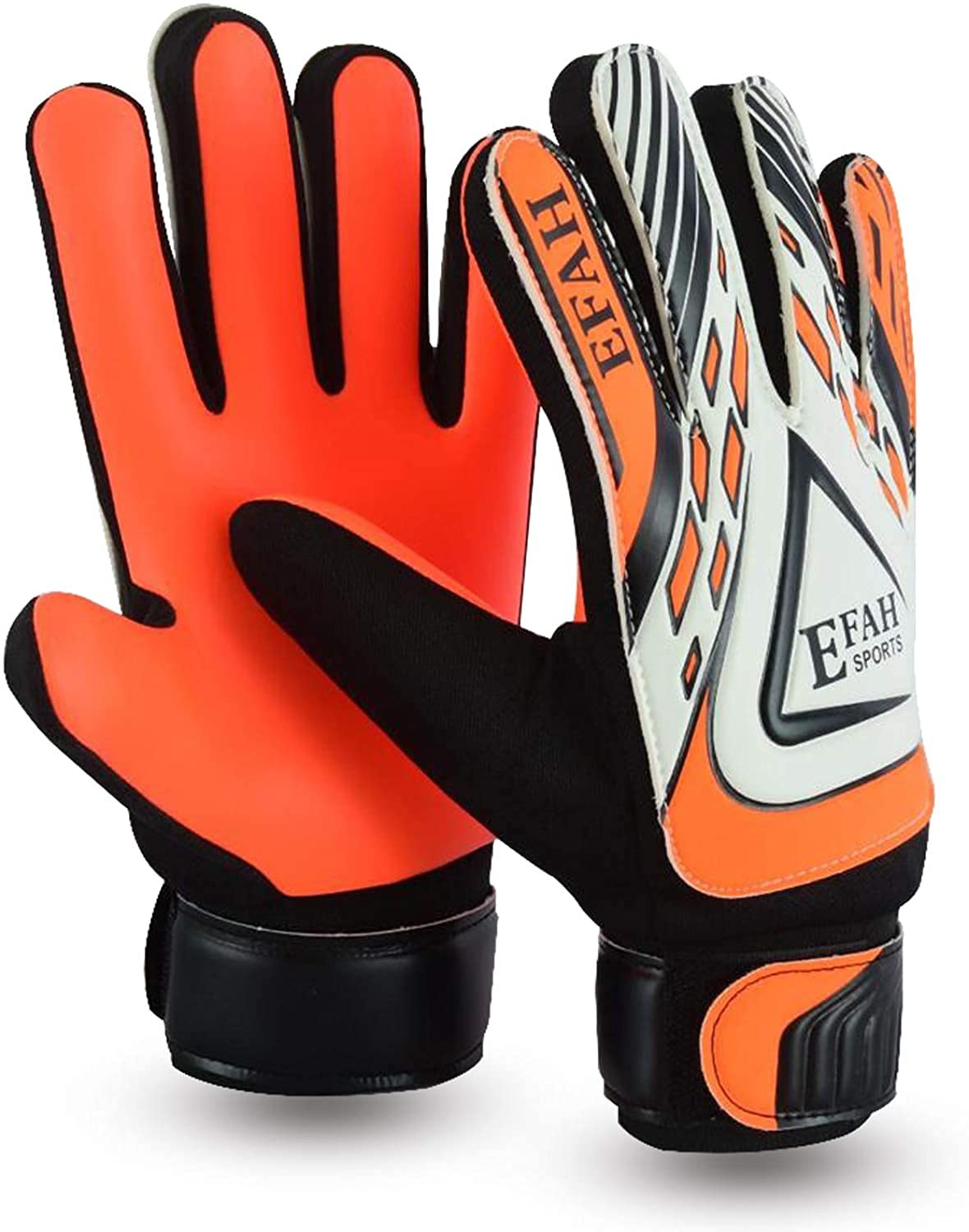 Soccer Goalie Size 5 for Ages 9-12 – Black/Orange, EFAH SPORTS