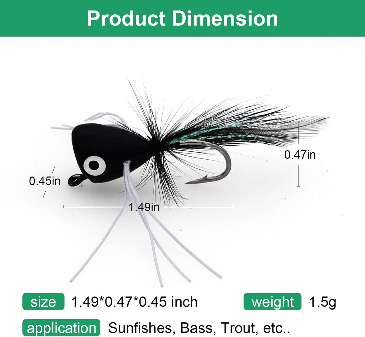 Fly Fishing Poppers Set for Bass, Trout & Panfish - 10 Colorful Flies with Hooks