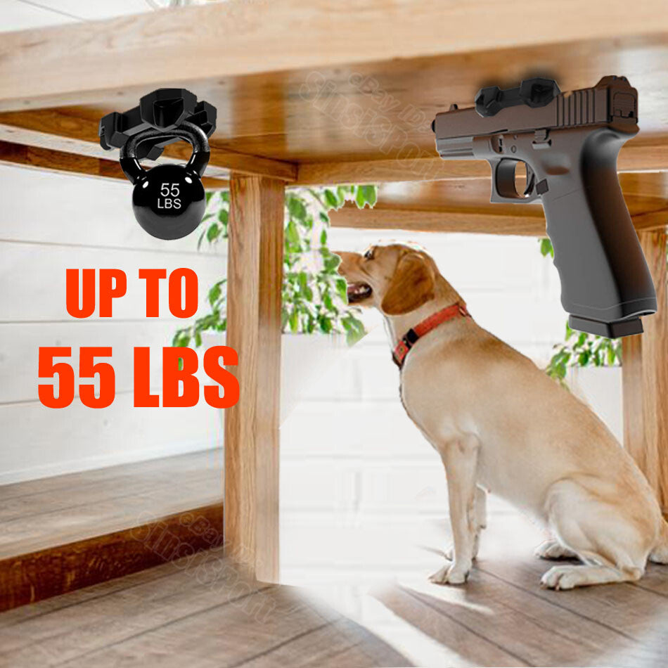 Magnetic Gun Mount Holder for Pistols - Concealed Wall Car Desk Mount 55lbs