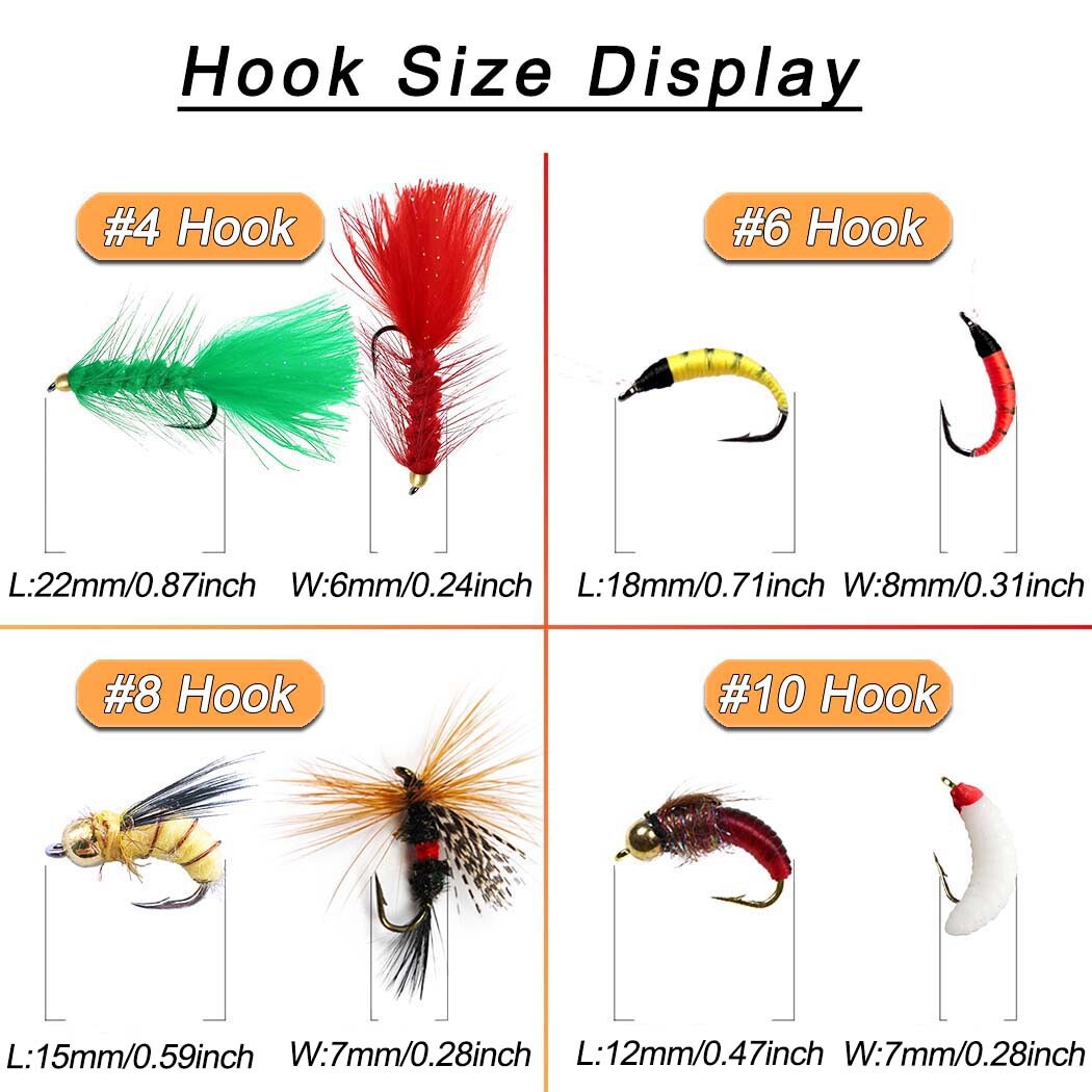 Artificial Fly Fishing Bait Lures Set for Trout Bass Wet Dry Flies Assortment