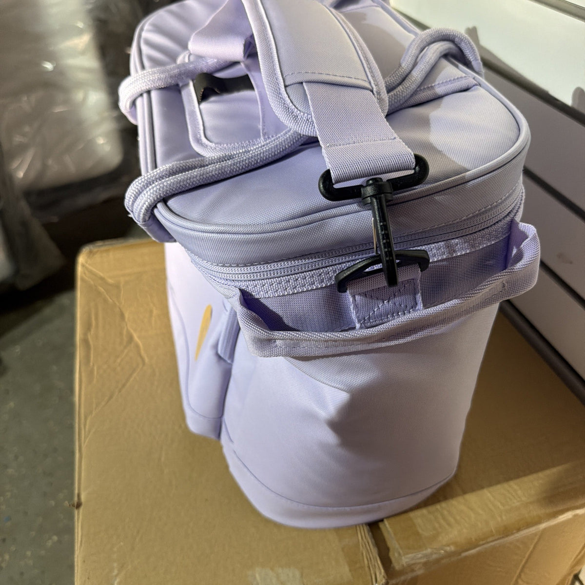 Portable Soft-Sided Cooler Bag with Lavender Fabric and Front Pocket