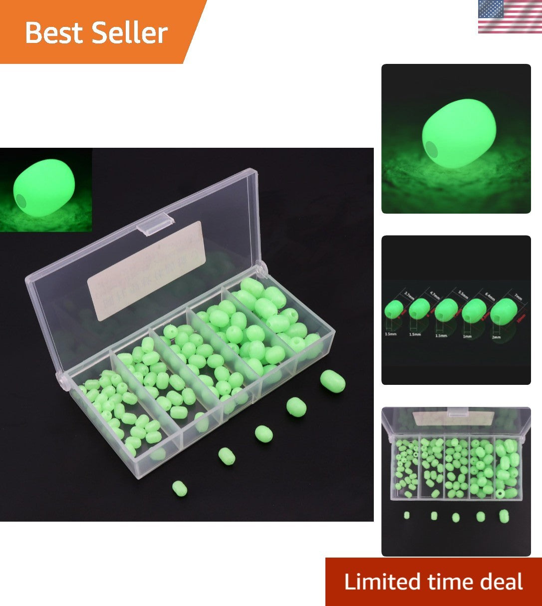 Luminous Green Fishing Beads Set for Deep Water Tackle - 100 Soft Round Baits
