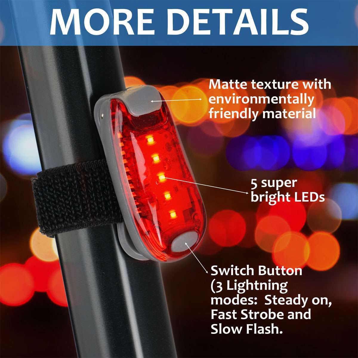 2-Pack LED Safety Clip-On Bicycle Tail Lights - Night Warning Strobe Lamp