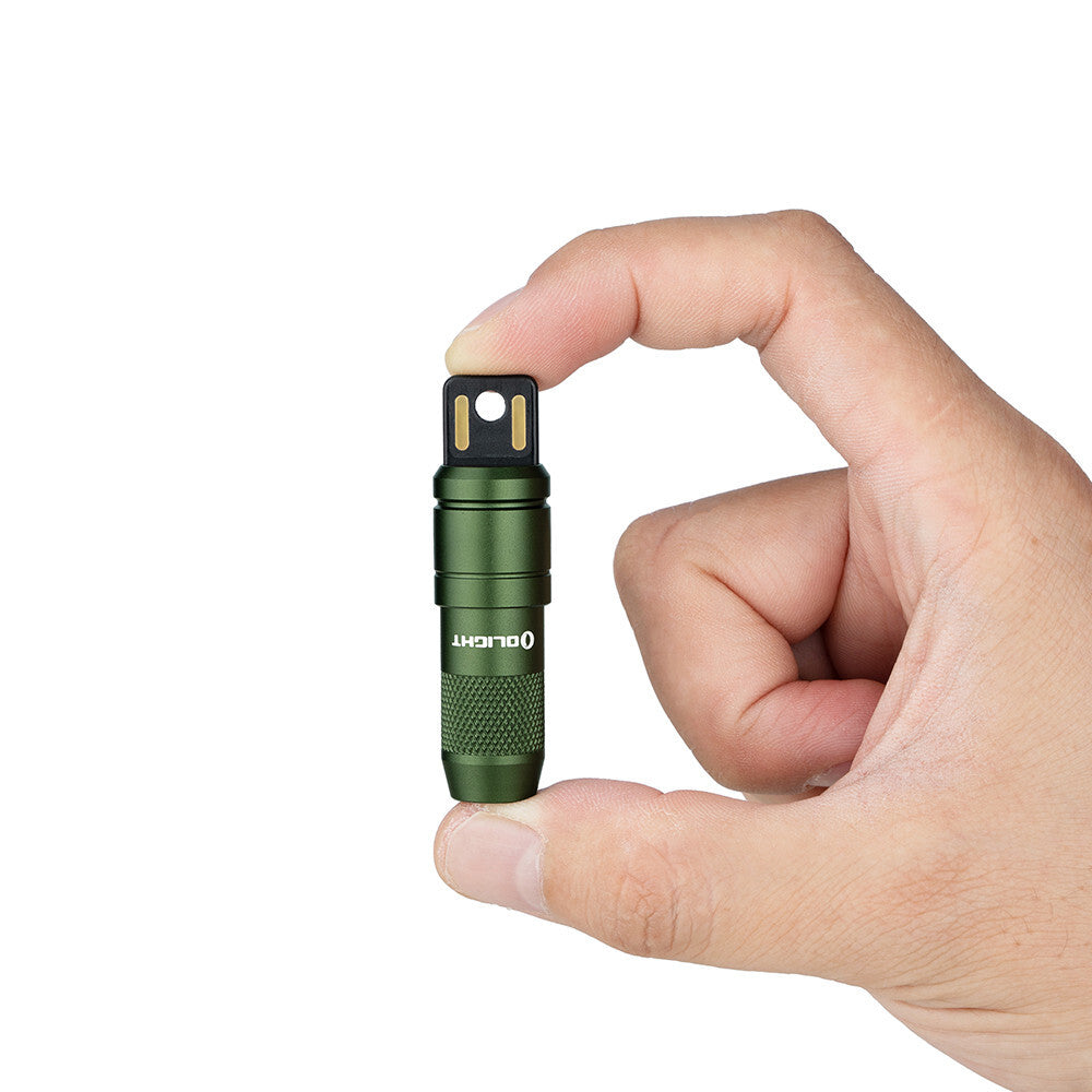 Rechargeable Mini Keychain Flashlight 50 Lumens - OD Green, Compact