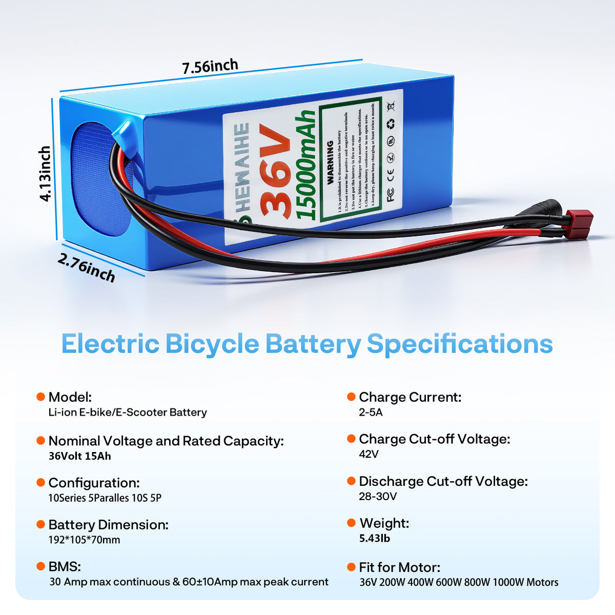 Lithium Battery for Electric Vehicles 36V/48V Multiple Capacity Options