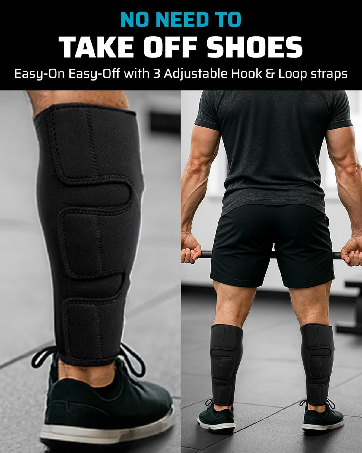 Deadlift Shin Guards 5mm Neoprene Leg Protection - Easy On-Off Fit