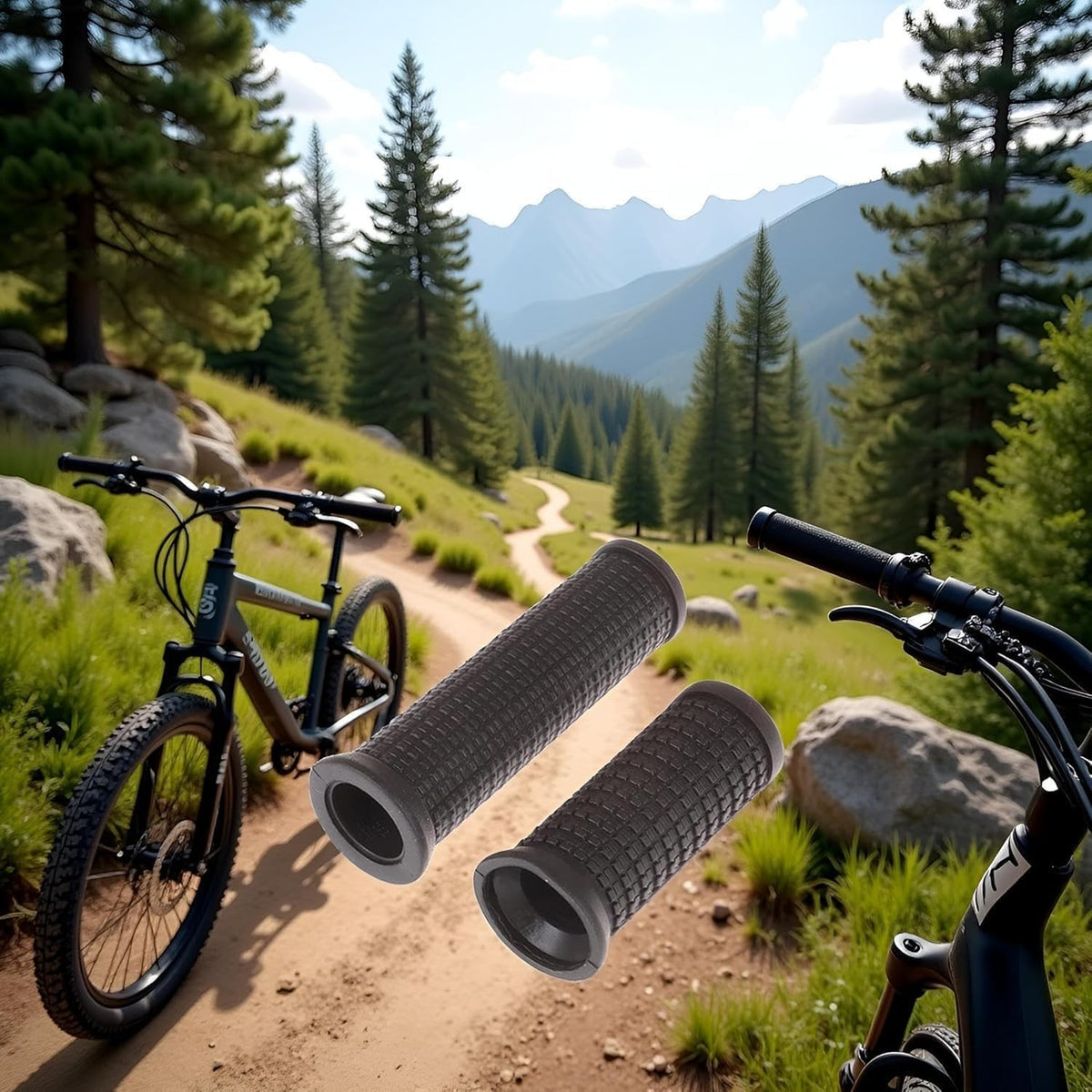 Bike Handlebar Grips Set of 2 Long & Short Anti-Slip Rubber for Twist Shifters