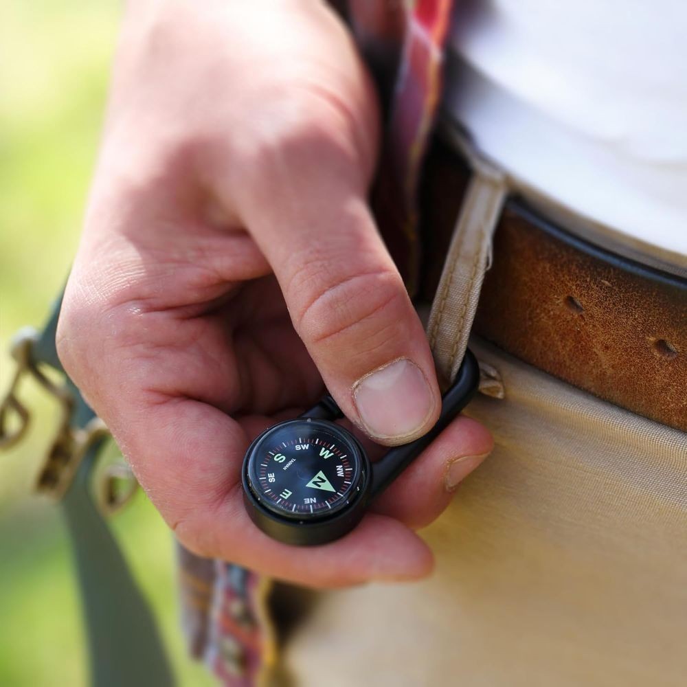 Liquid Filled Compass with Carabiner Clip for Hiking and Camping