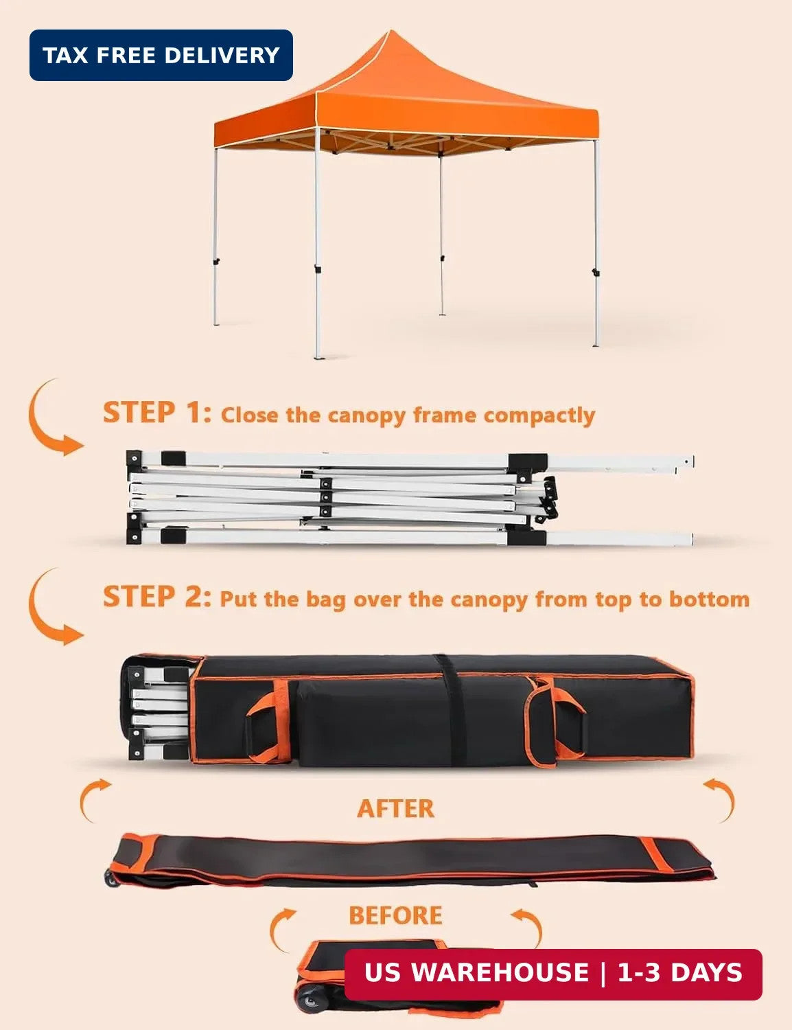 Large Heavy Duty Canopy Storage Bag with Wheels - Waterproof 63X10X10in