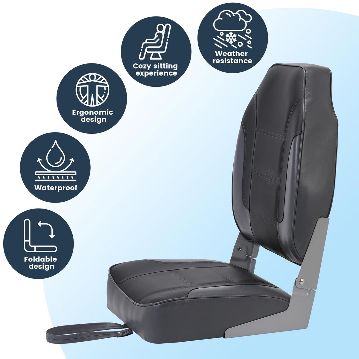 2-Pack Fold-Down Boat Seats with Thick Cushions and Weatherproof Material