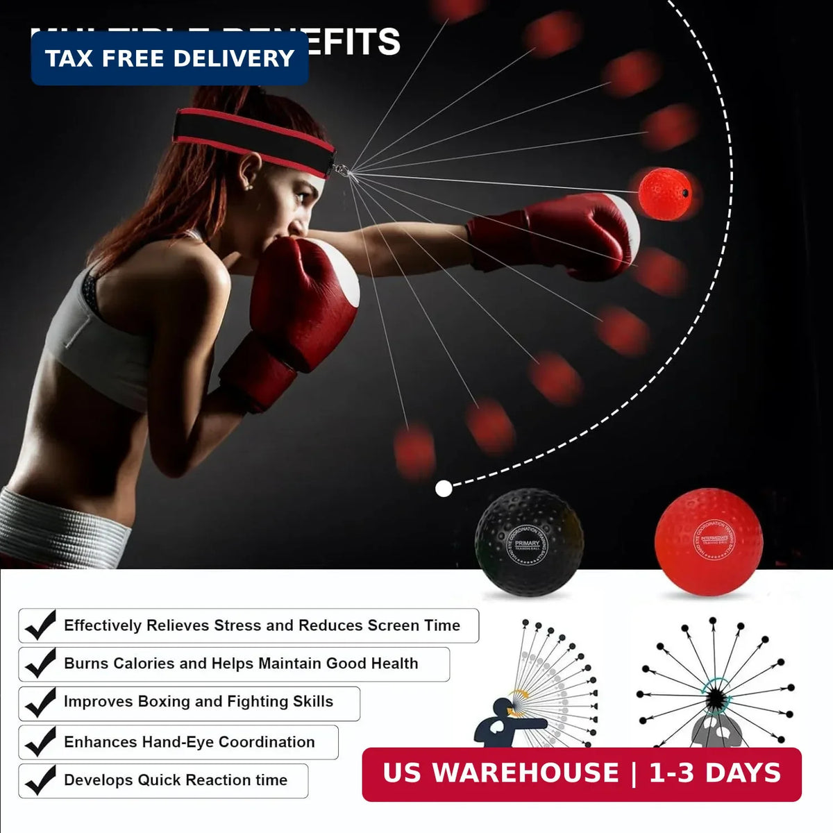 Boxing Reflex Ball Set with Headband - Training Equipment for Reaction & Agility