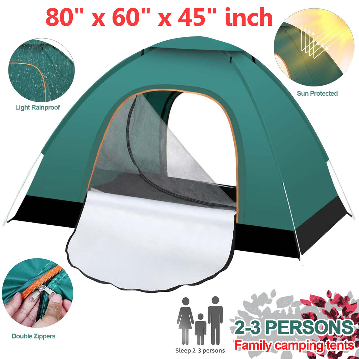 Portable 2-3 Person Waterproof Camping Tent Pop Up Canopy for Hiking and Outdoor