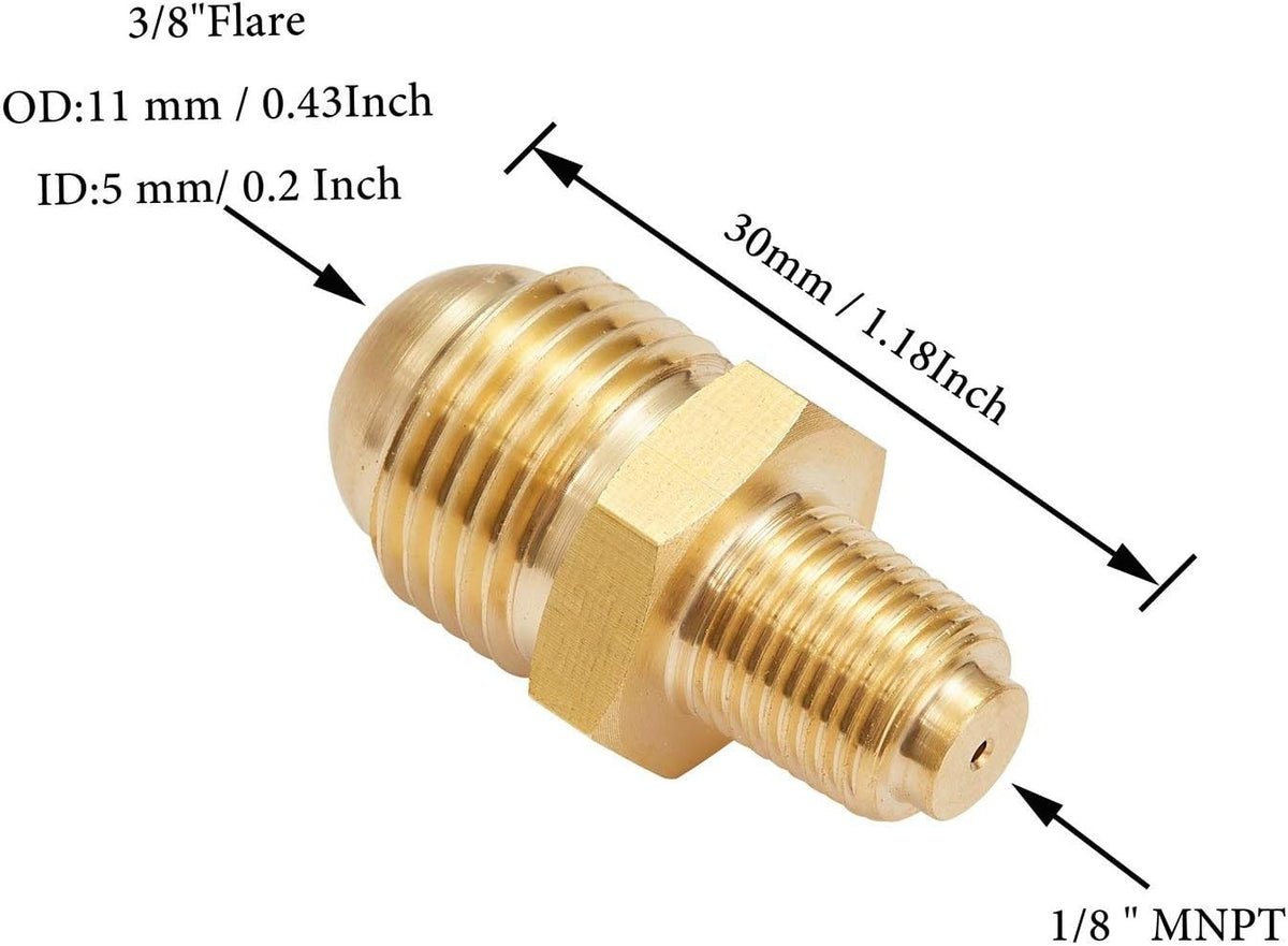Propane Fittings Brass Connectors 3/8 Flare x 1/8 MNPT - 3 Pack