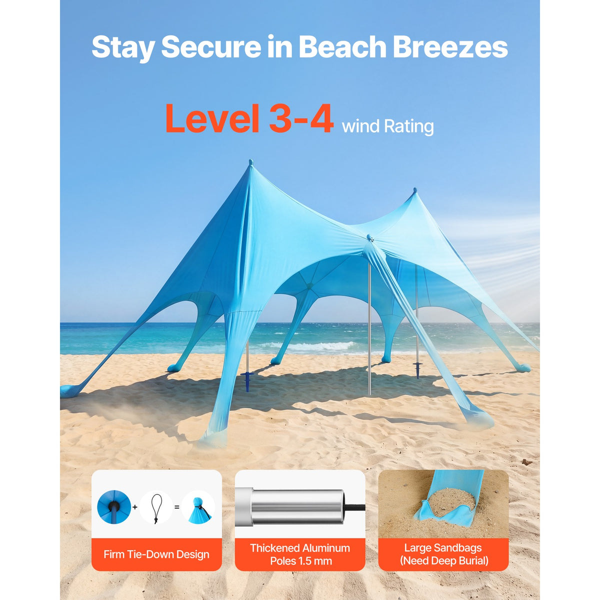 Portable Beach Tent Sun Shade Canopy 20x13 ft UPF50+ Outdoor Shelter