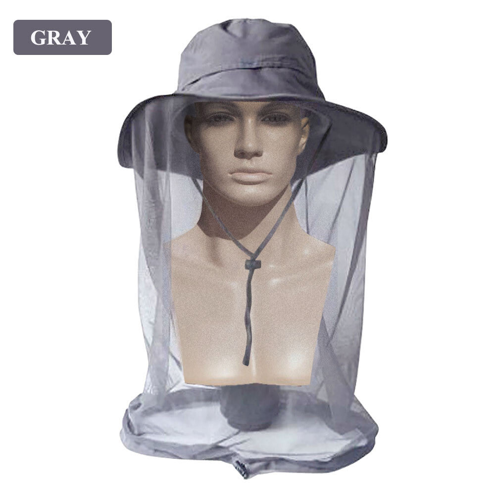 Outdoor Mosquito Net Hat with Sun Protection and Adjustable Mesh Cap