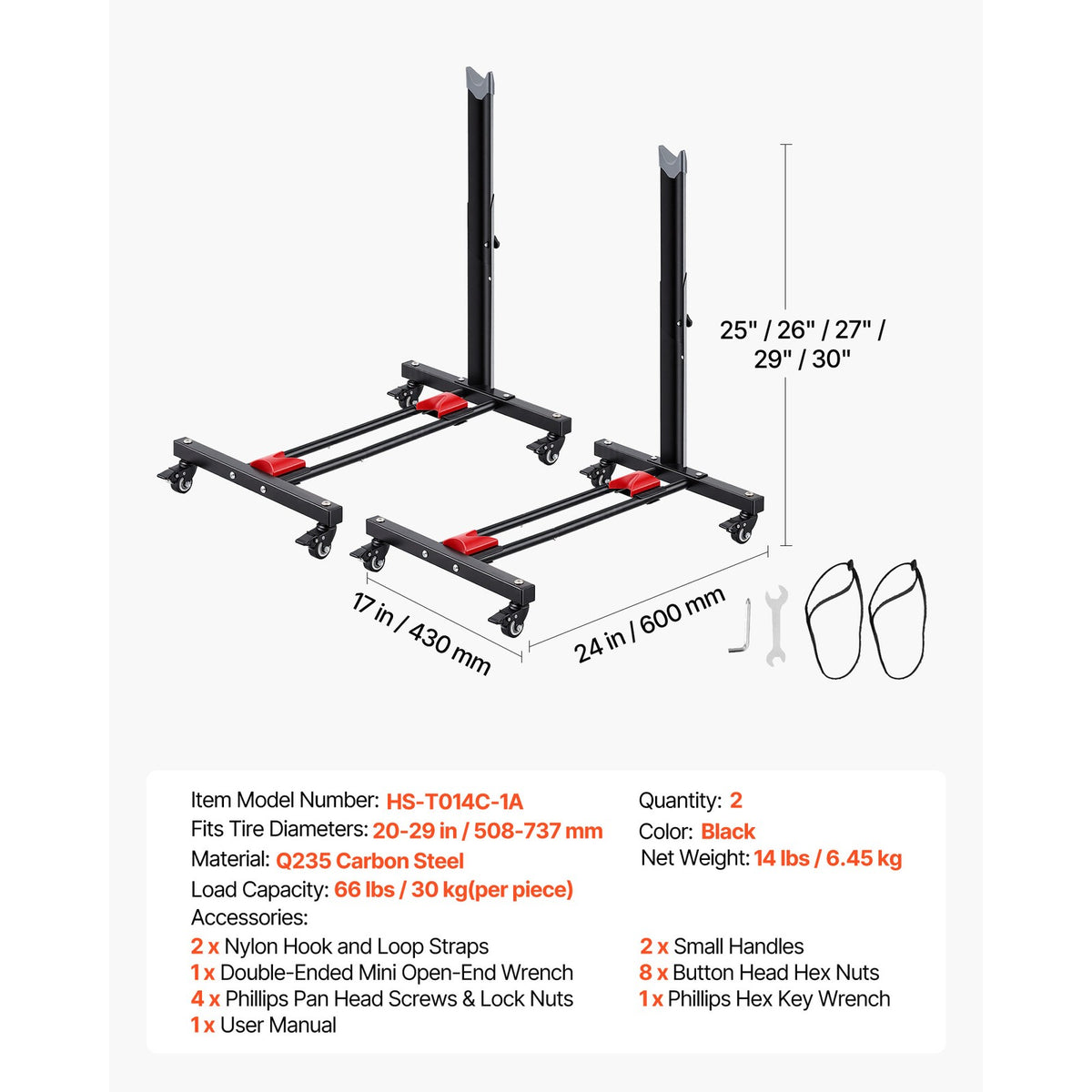 Bike Stand 2-Pack Freestanding Bicycle Rack with Vertical & Horizontal Storage