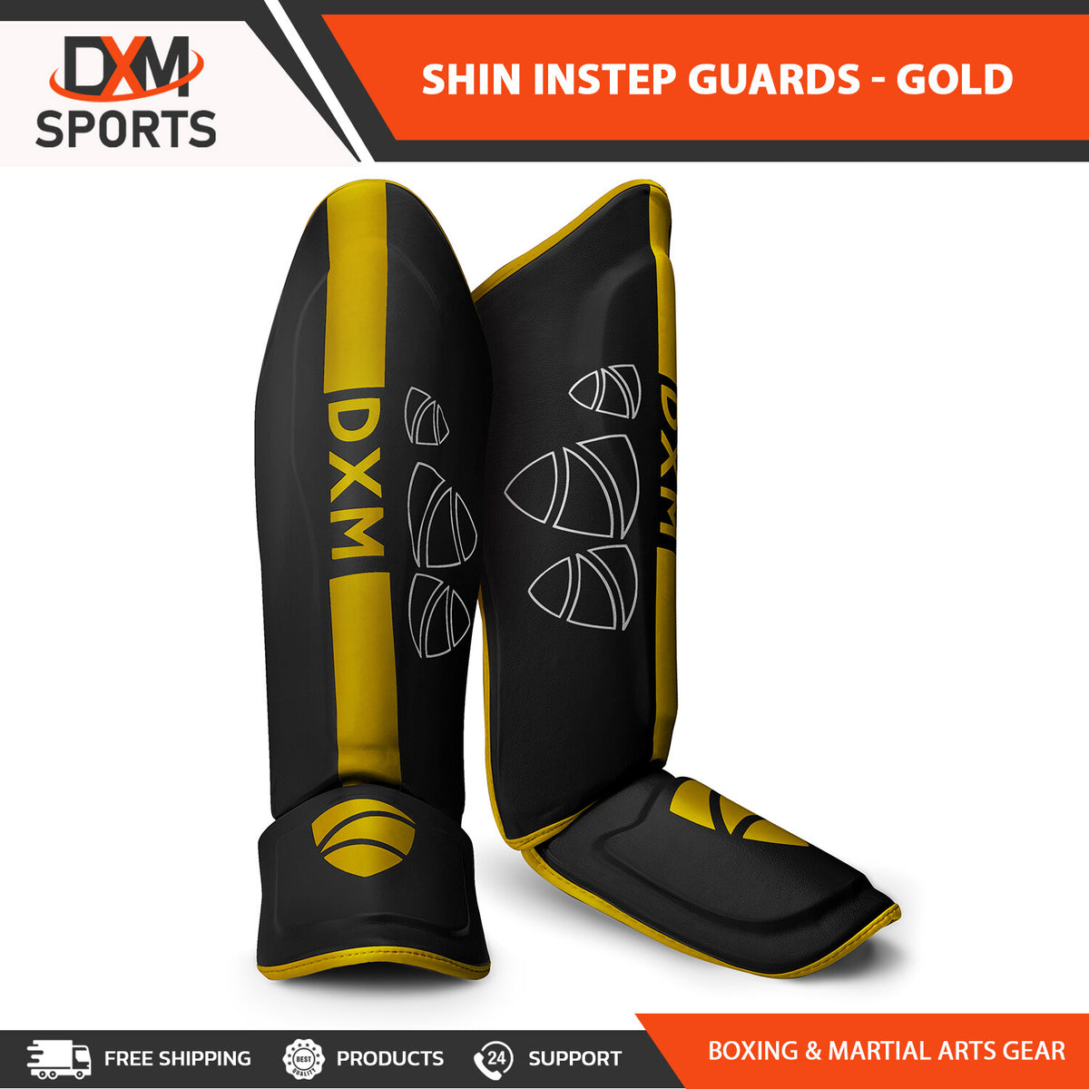 MMA Shin Guards Instep Protectors Kickboxing Muay Thai Padding Gear - S to XL