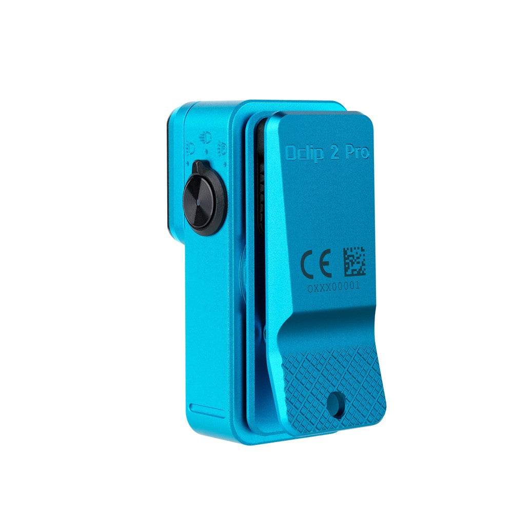 Olight Oclip 2 Pro Tidal Blue Portable Flashlight with Charging Case - Flood Red Spot 530 Lumens