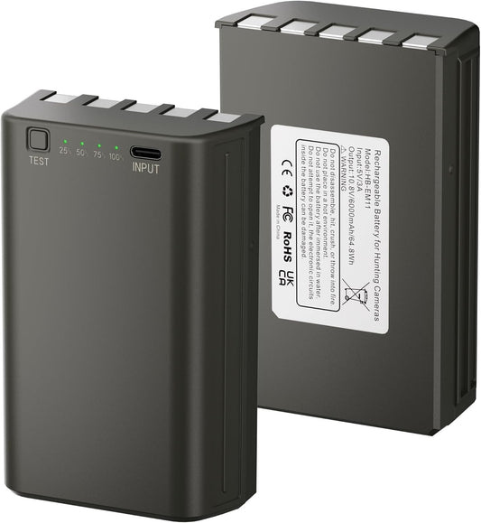 2-Pack 6000mAh Trail Camera Batteries for Trail & Hunting Devices