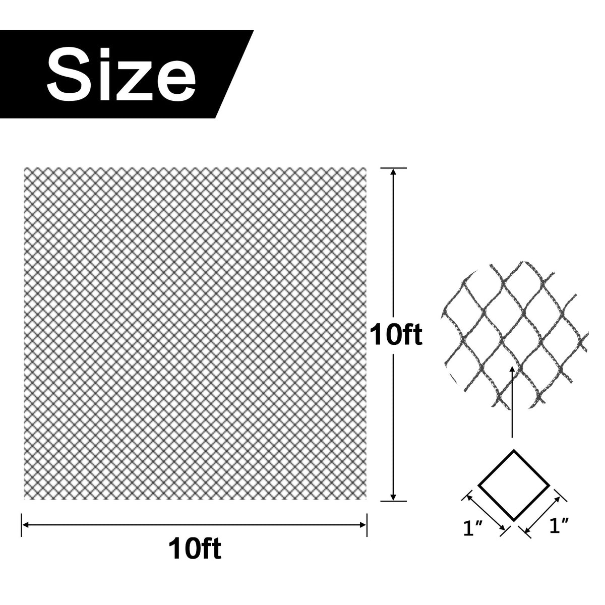 Golf Practice Barrier Net 10x10ft or 15ft High Impact Sports Netting