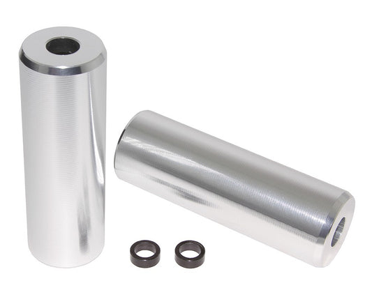 BMX Bike Pegs Alloy 4.5 Inch Silver Universal Threadless Fit Set