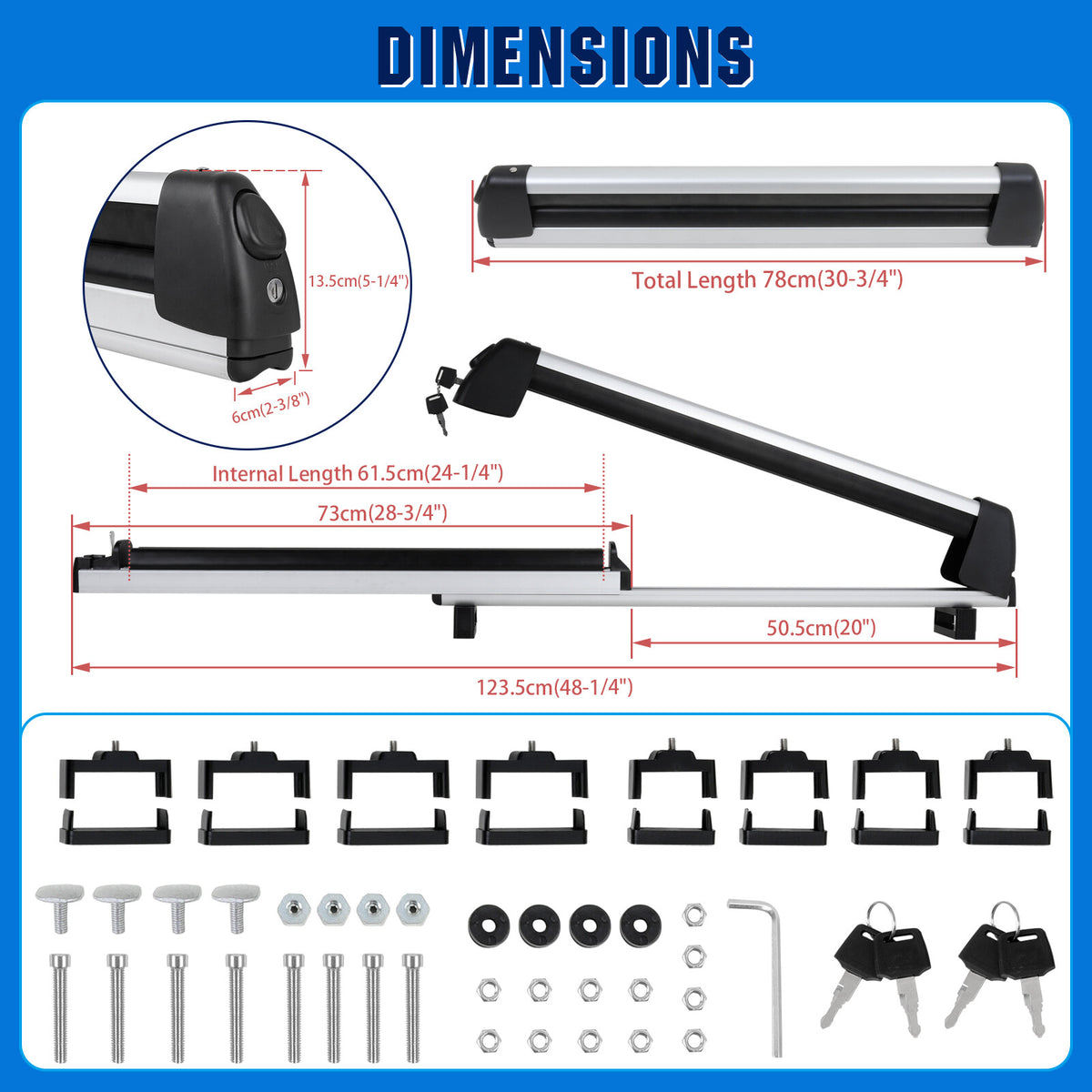 Universal Roof Rack Cross Bar for Ski Snowboard Car Carrier Fits Toyota RAV4