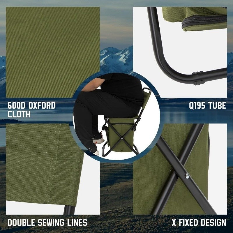 Portable Folding Camping Chair with Backrest Lightweight Compact Stool