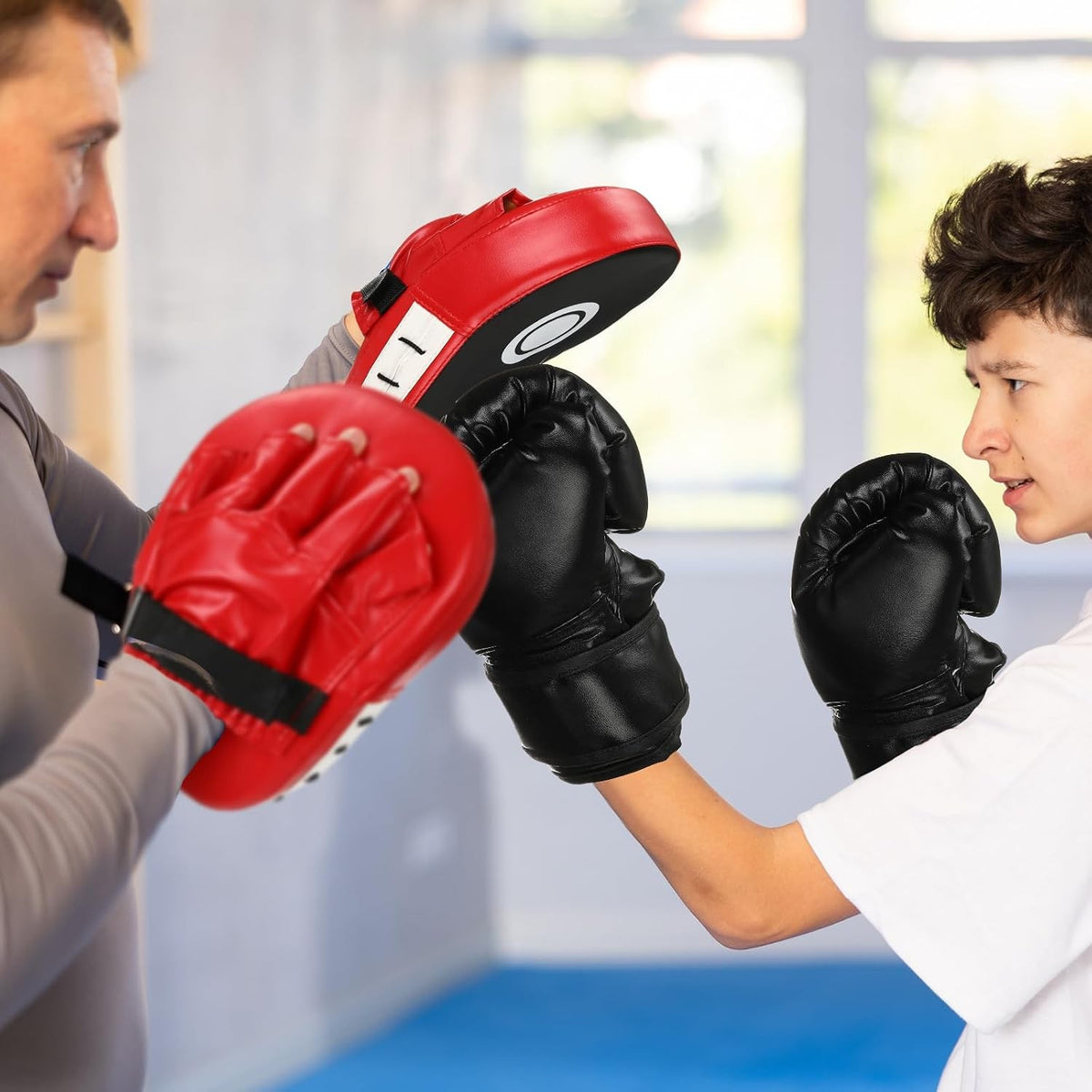 Kids Boxing Gloves and Punching Mitts Set 6oz Curved Training Gear