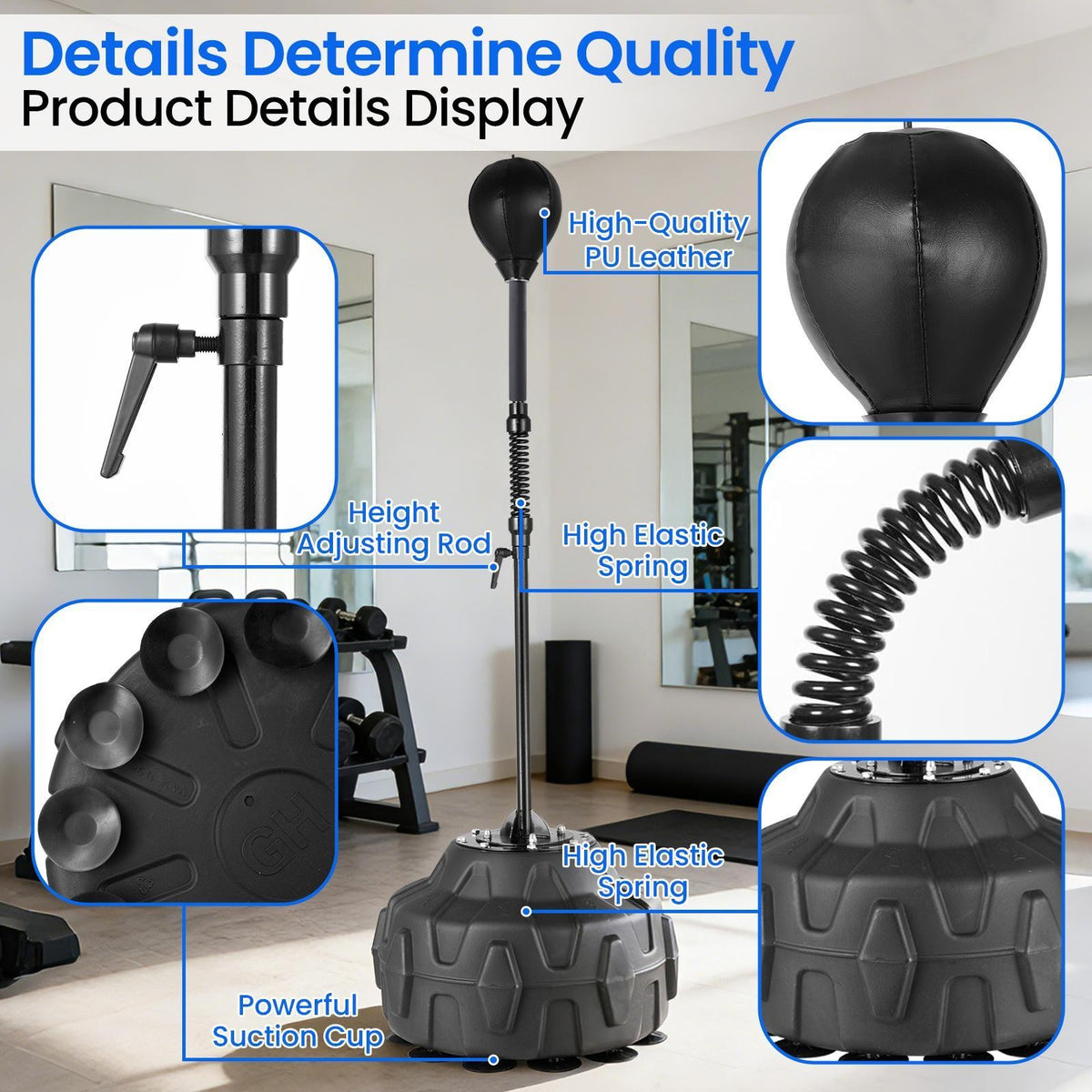Freestanding Punching Bag with Stand for Boxing Training, Adjustable Height