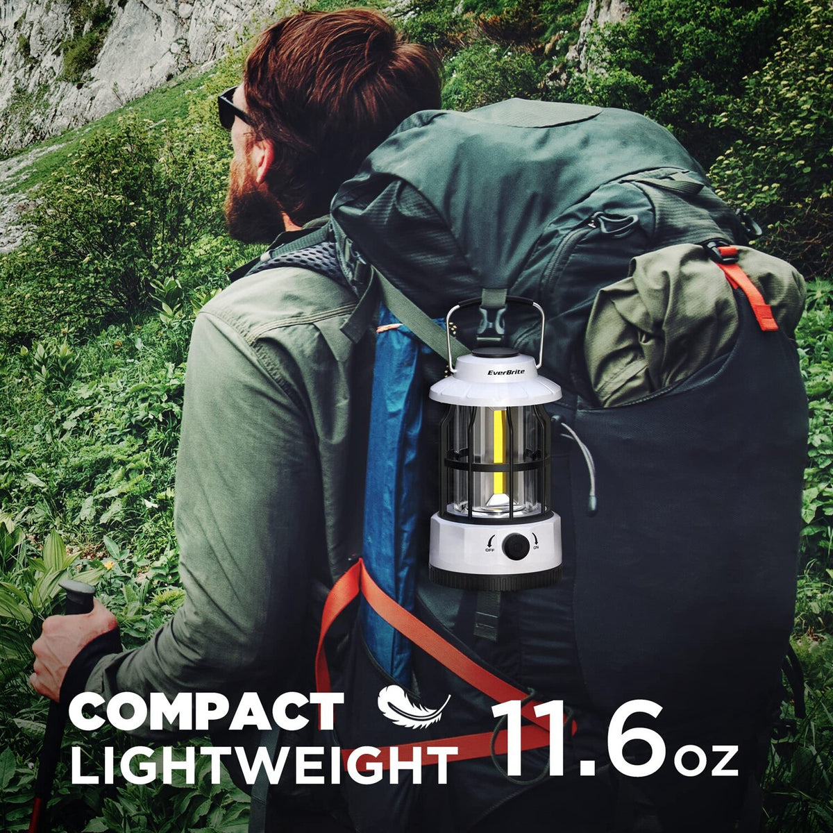 Rechargeable LED Camping Lantern with 250 Lumens and Stepless Dimming