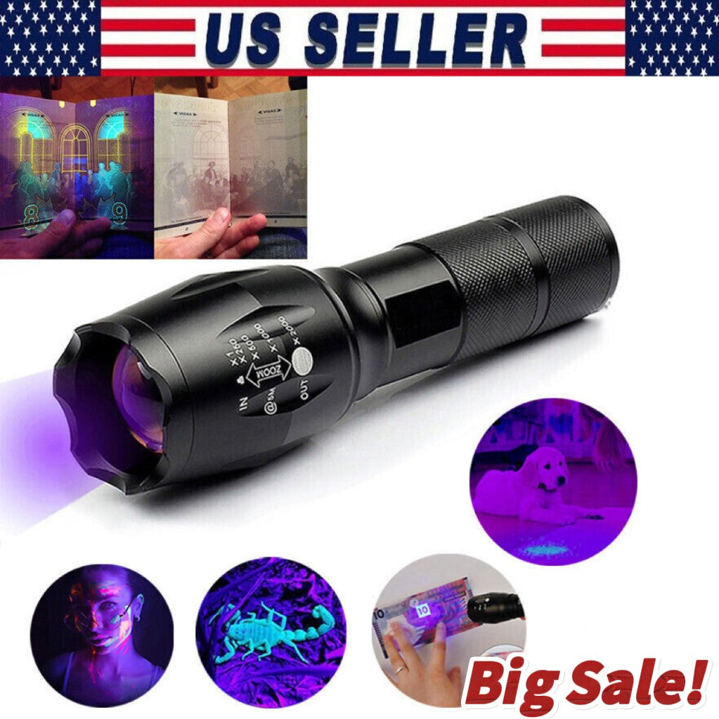 LED UV Flashlight 120000lm Waterproof Military-Grade Torch with White & UV Light