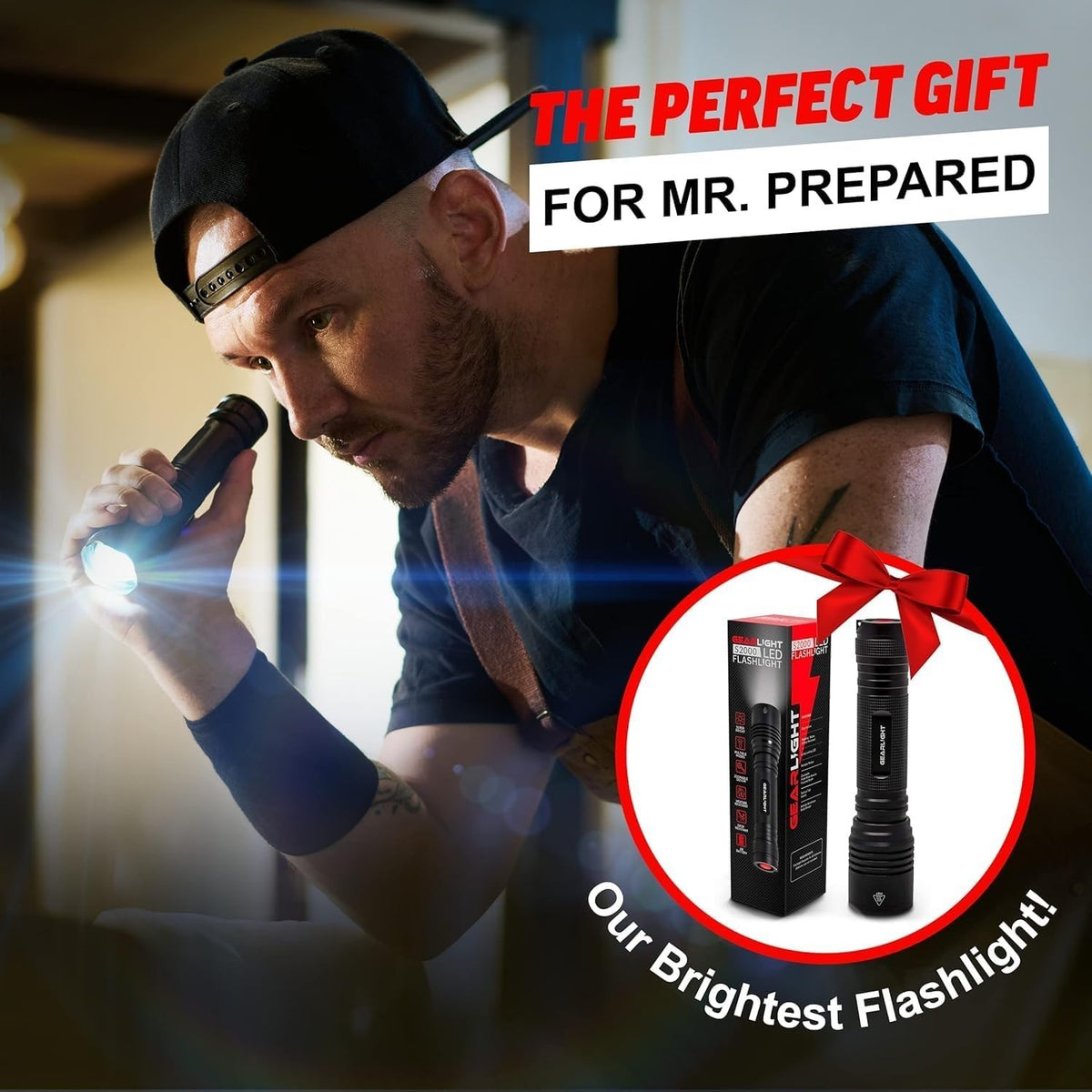 High Lumens LED Flashlight - Super Bright Tactical Torch, Waterproof & Zoomable