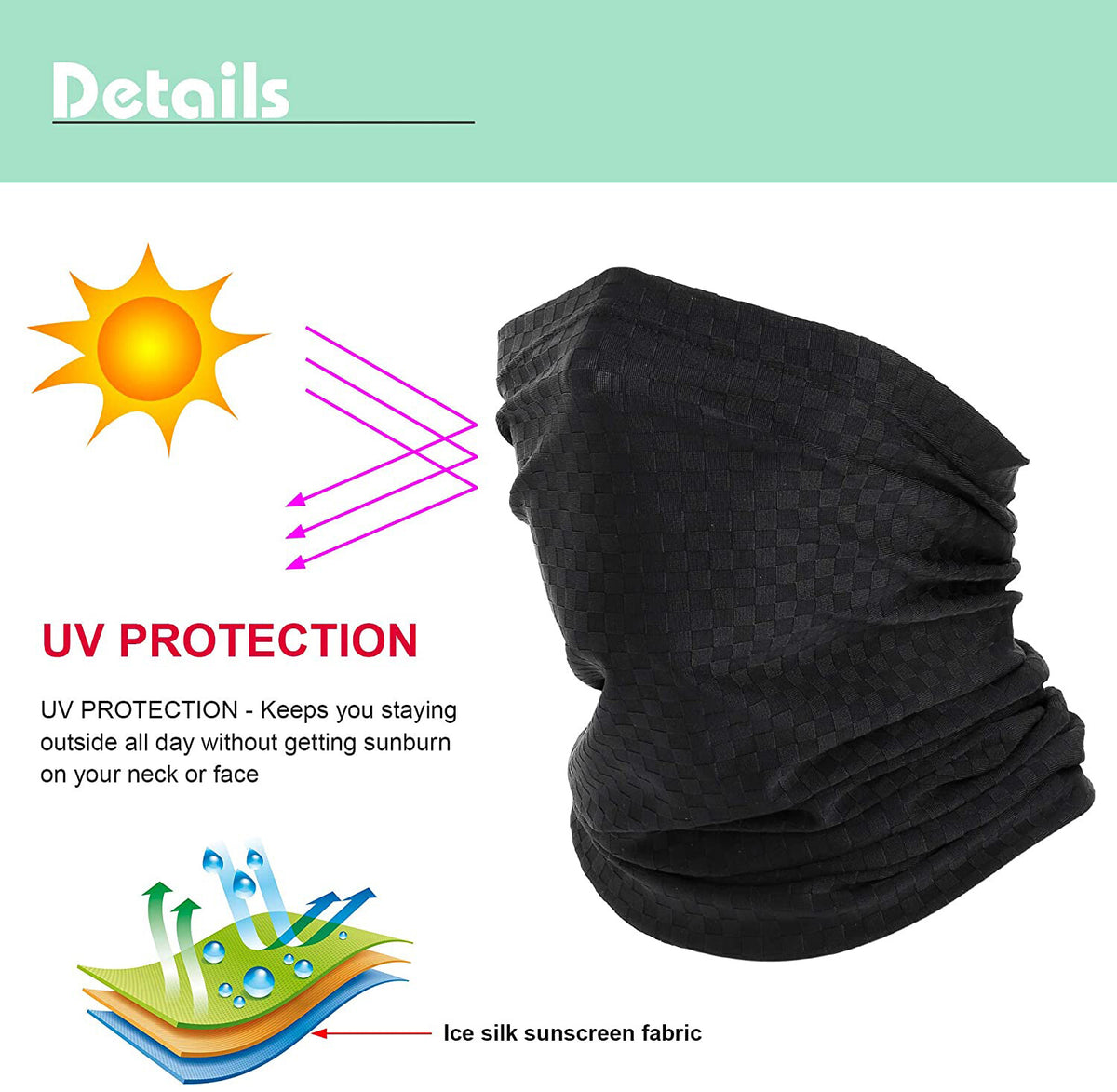 Outdoor Neck Gaiter Face Mask with Sun Protection & Cooling Fabric