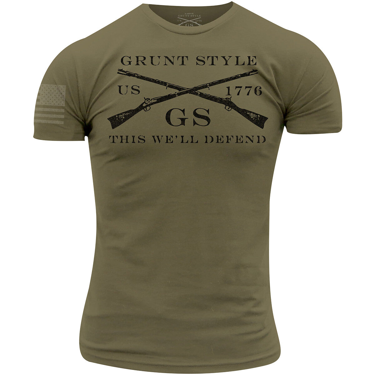 Basic Military Green T-Shirt with Logo - Unisex Casual Top