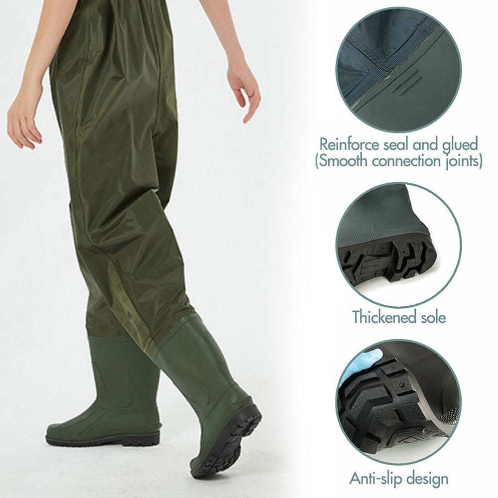 Waterproof Chest Waders for Hunting and Fishing Nylon Bootfoot 6-13 Size