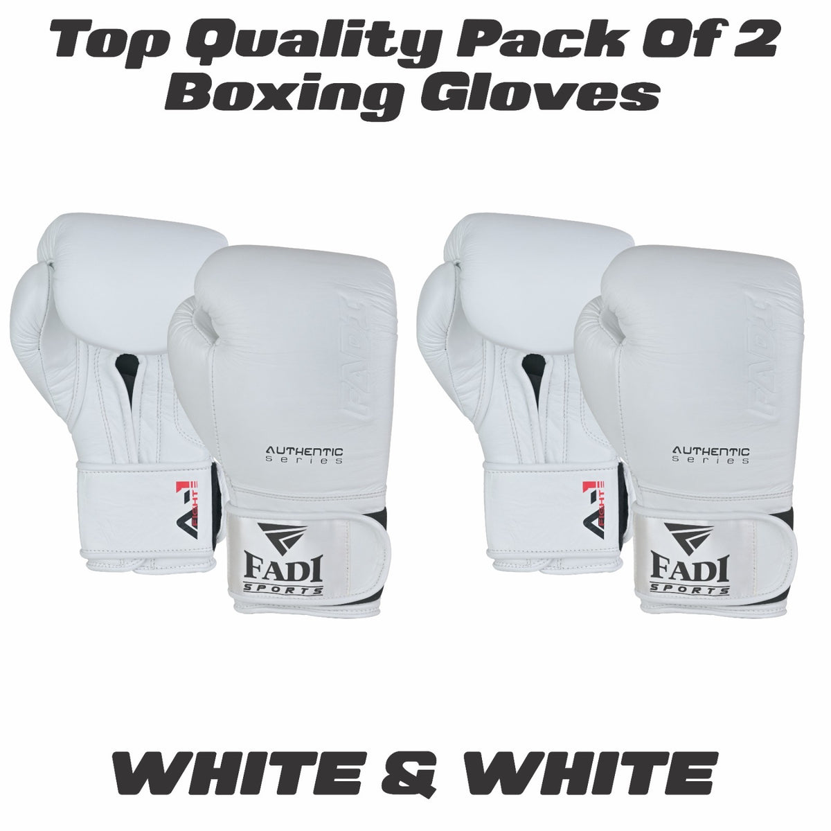 10oz Boxing Gloves Pair - White Leather Sparring & Training Gear