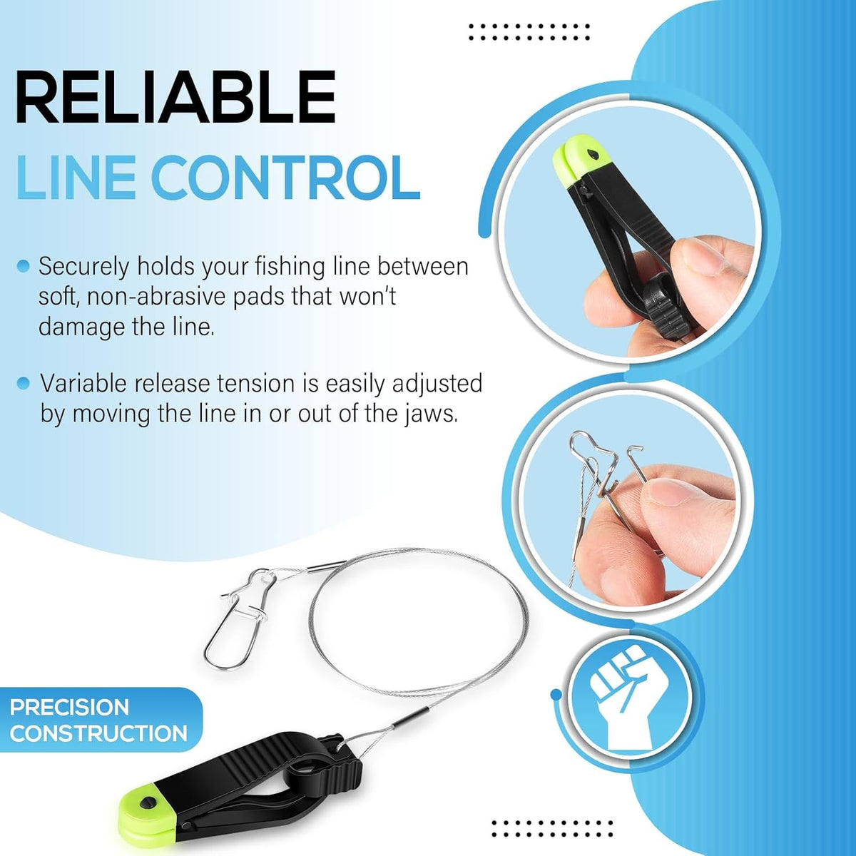 Fishing Line Release Clip with Cannonball Snap - Trolling Leader Accessory