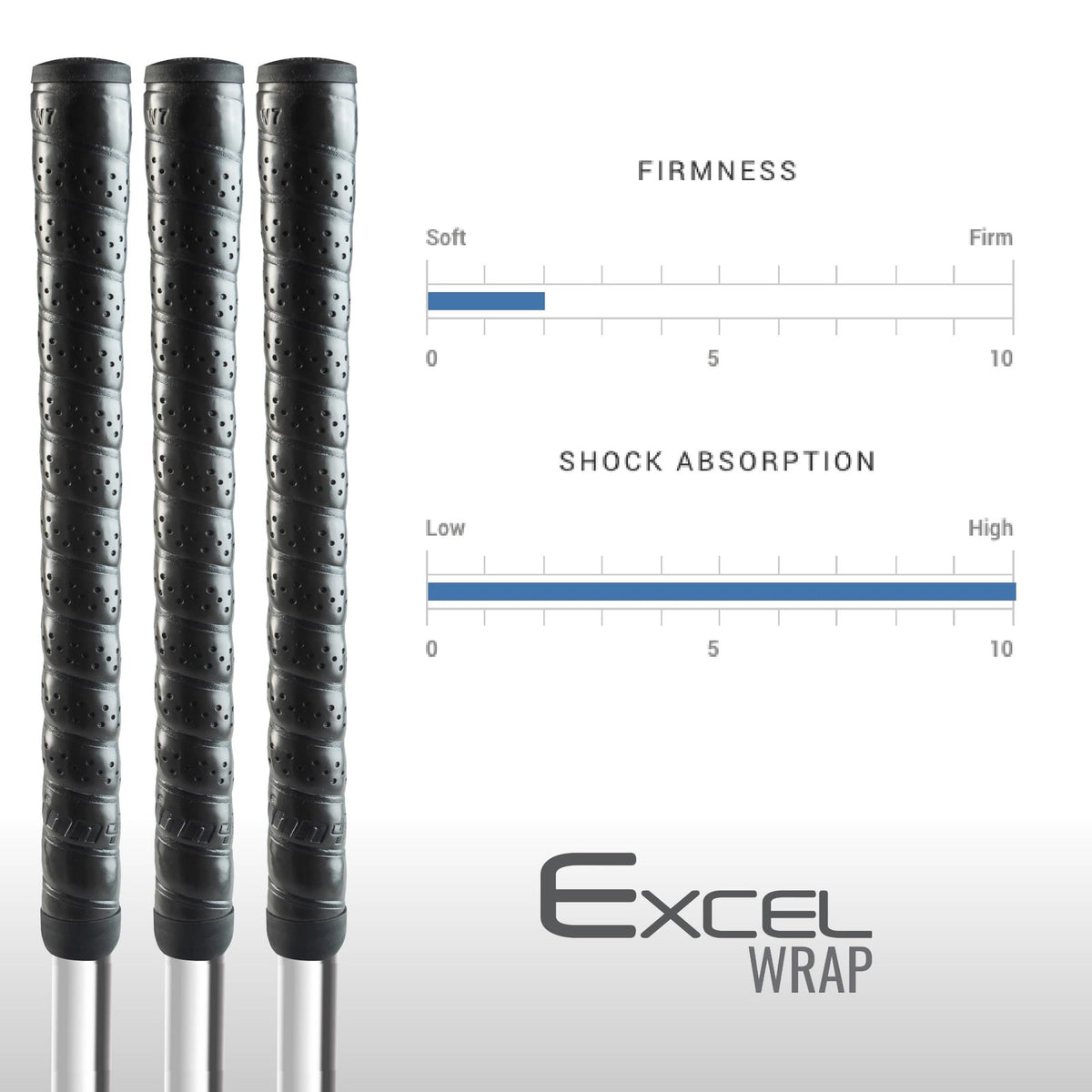 Oversized Golf Grip WINN EXCEL WRAP Black 7715W - Tacky Shock-Absorbing