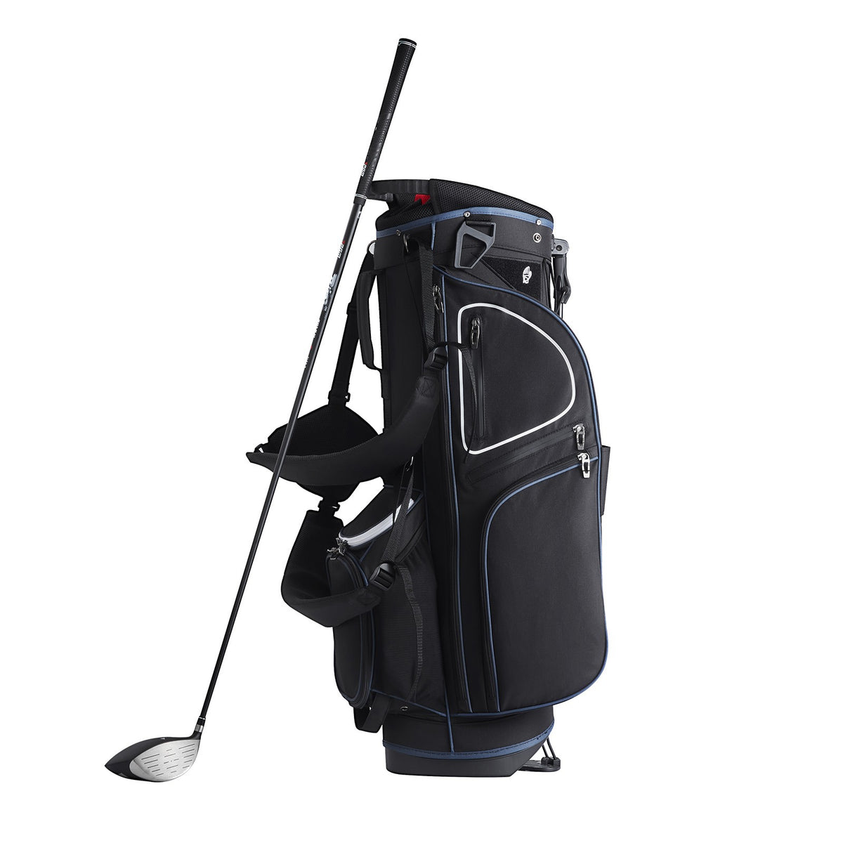 Golf Cart Bag with 14-Way Organizer and Multiple Pockets - Waterproof, Black & White