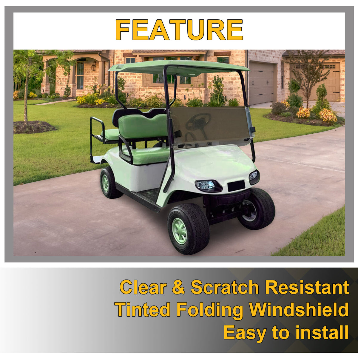 Golf Cart Windshield for 2014+ EZGO TXT Fold Down Tinted Front Protection