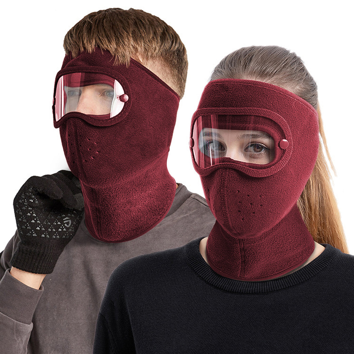 Windproof Fleece Winter Balaclava Face Mask with Anti-Fog Goggles