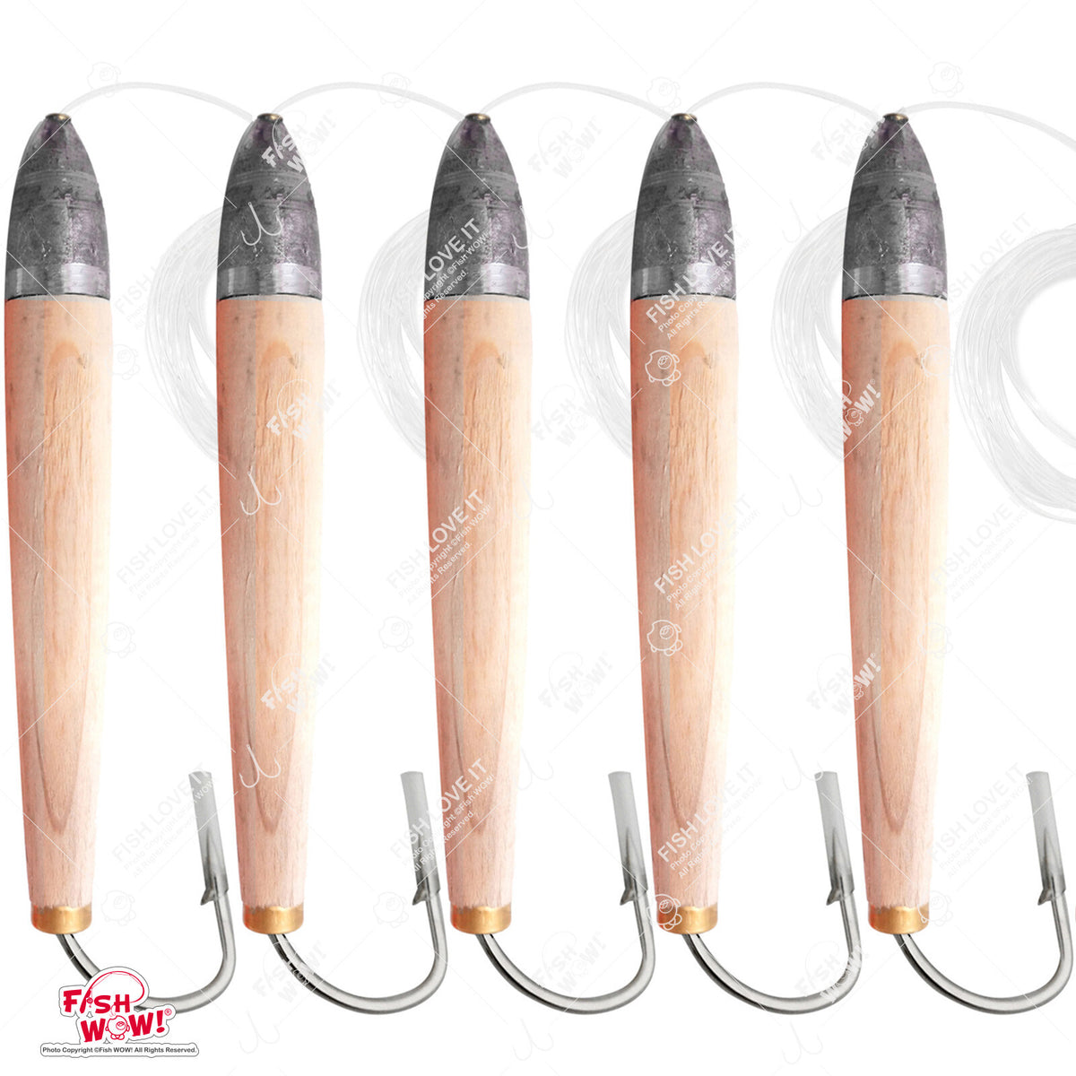Fishing Cedar Plug Rig with 10/0 Hook - Tuna Trolling Lure - Multiple Quantities