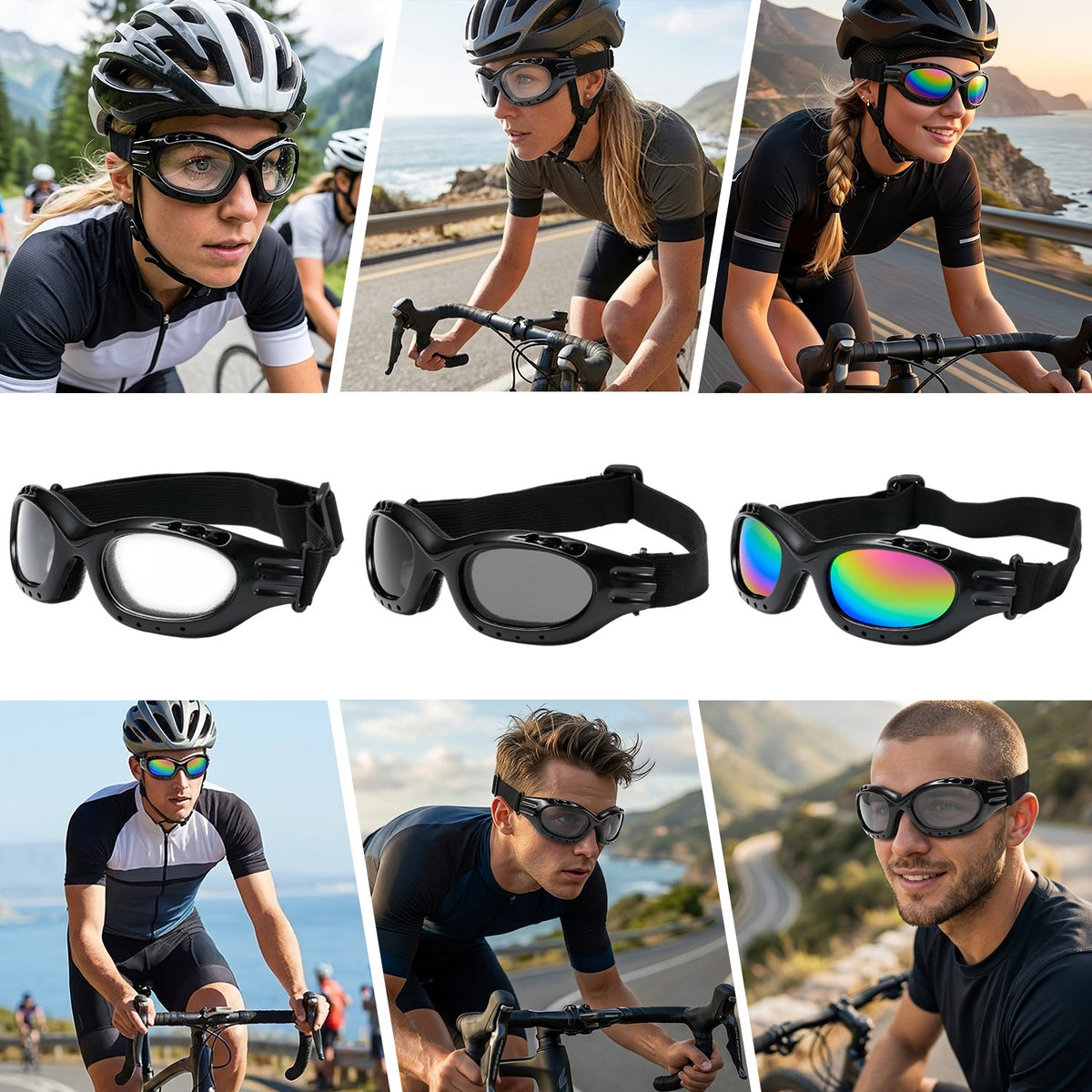 Cycling Skiing Riding Goggles Foam Padded UV400 Impact-Resistant Safety Glasses