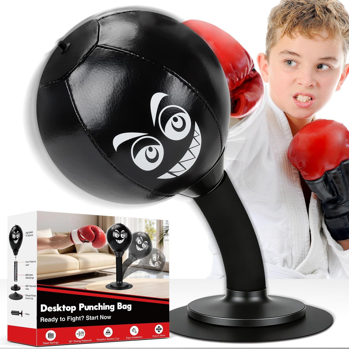 Desktop Punching Bag Stress Relief Toy with Suction Cup - Heavy Duty Fun Gift